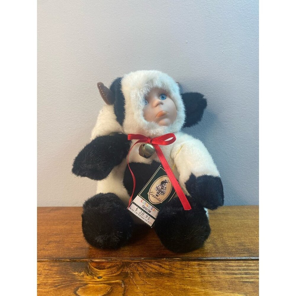 Geppeddo Cuddle Kids Clarice Cow Baby Doll Porcelain Face Plush with Box